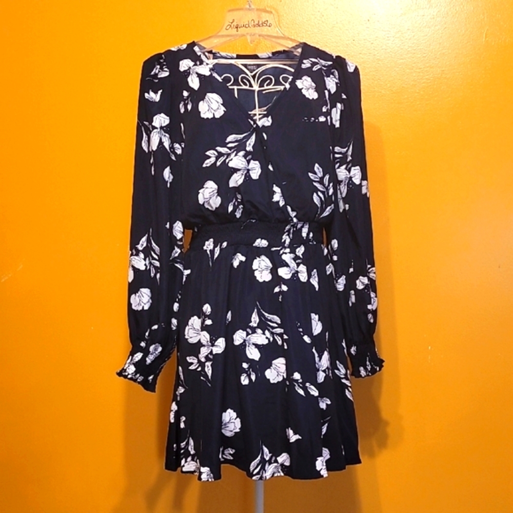 Shein Floral Navy and White Dress